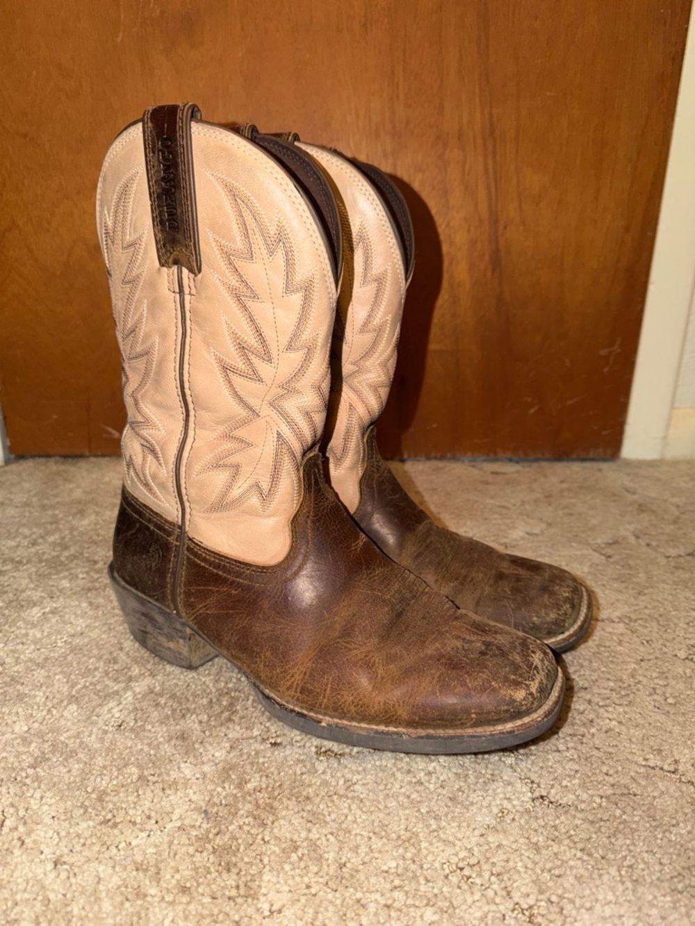 Durango Brown and Tan Suede-Trim Western Boots